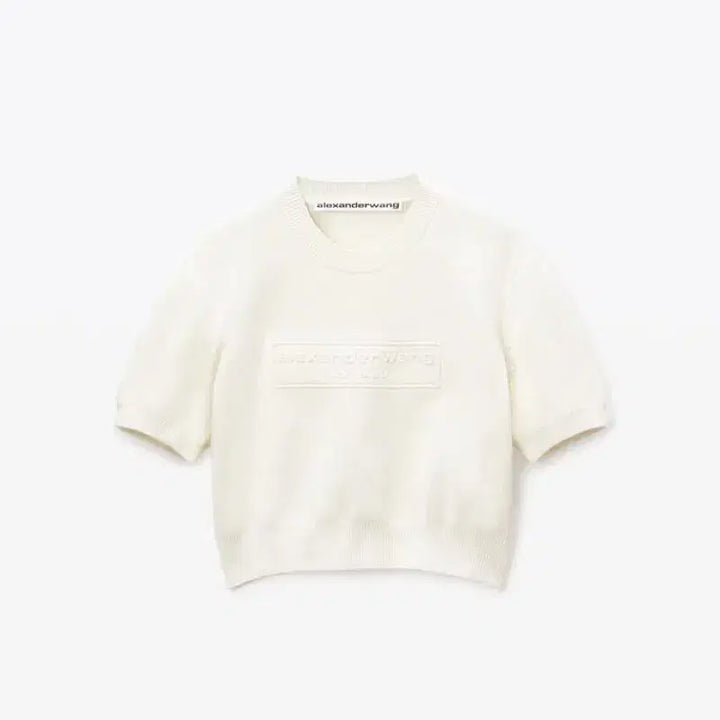 [BUNJANG] Alexander Wang Embossed Logo Crop Knit Top Ivory XS / 새상품) 알렉산더왕 엠보싱 로고 크롭 니트 탑 아이보리 xs