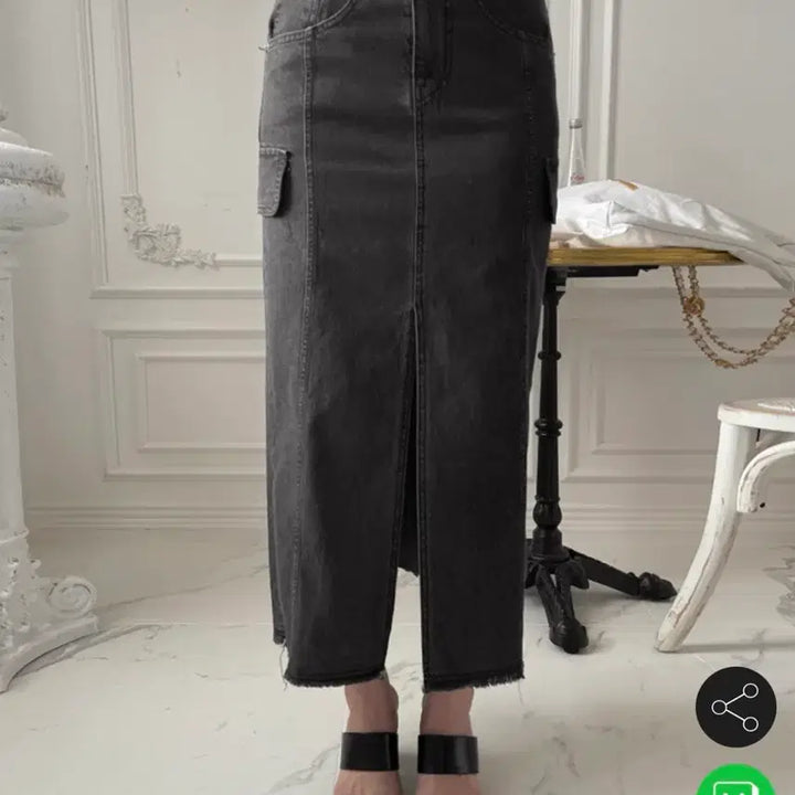 [BUNJANG] JULOGG Washing Black Denim Long Skirt / 줄로그 워싱 블랙 데님 롱 스커트