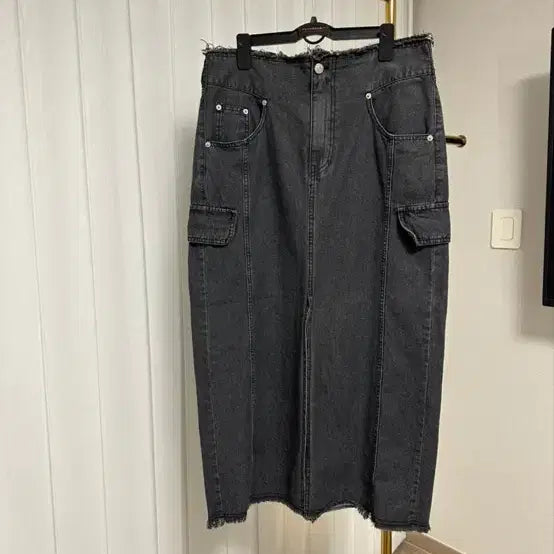 [BUNJANG] JULOGG Washing Black Denim Long Skirt / 줄로그 워싱 블랙 데님 롱 스커트