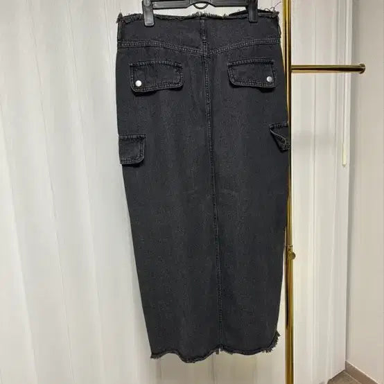[BUNJANG] JULOGG Washing Black Denim Long Skirt / 줄로그 워싱 블랙 데님 롱 스커트