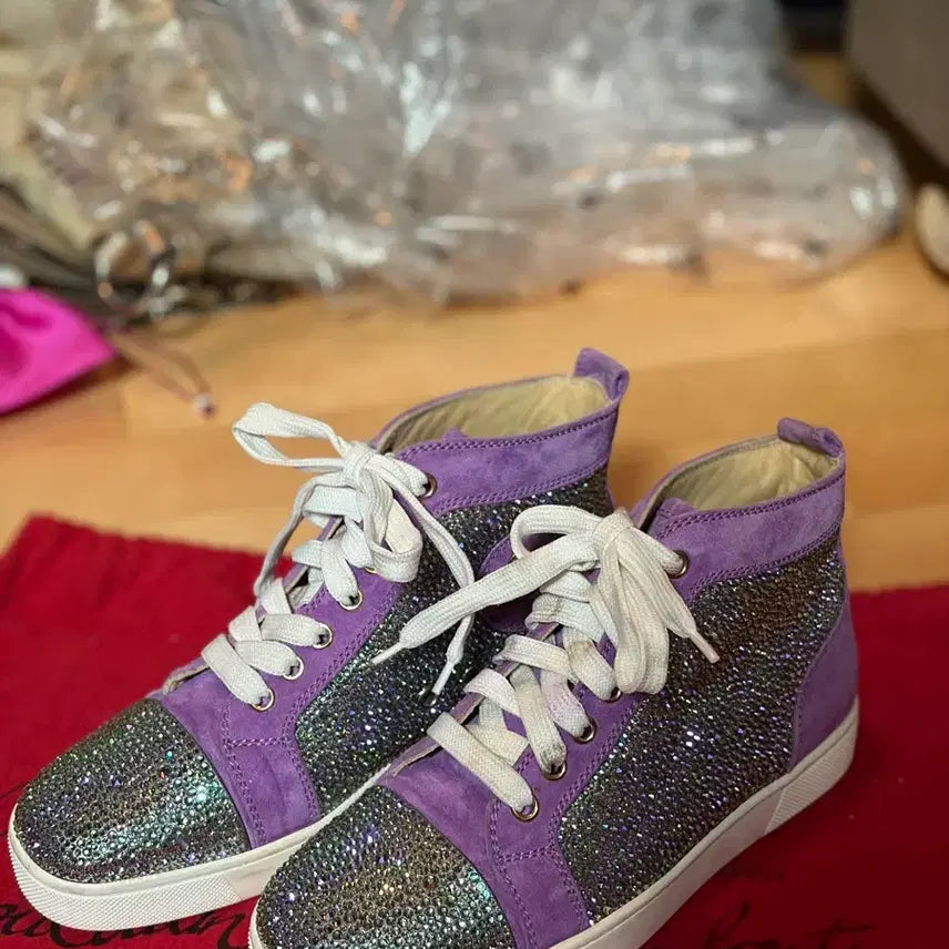 [BUNJANG] Christian Louboutin Swarovski High-Top Sneakers / 크리스찬 루부탱 스왈로브스키 하이탑