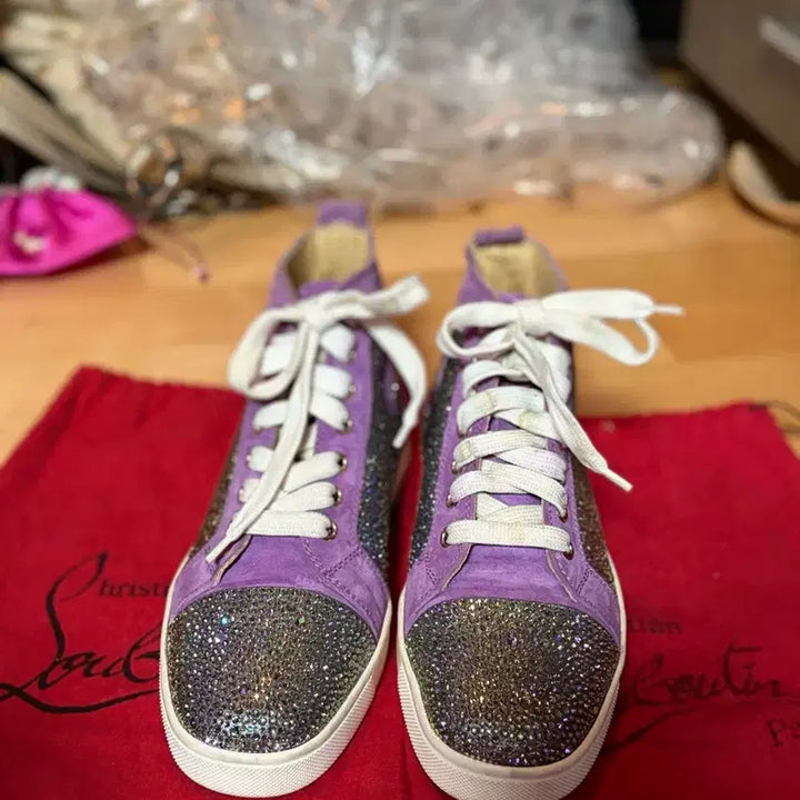 [BUNJANG] Christian Louboutin Swarovski High-Top Sneakers / 크리스찬 루부탱 스왈로브스키 하이탑