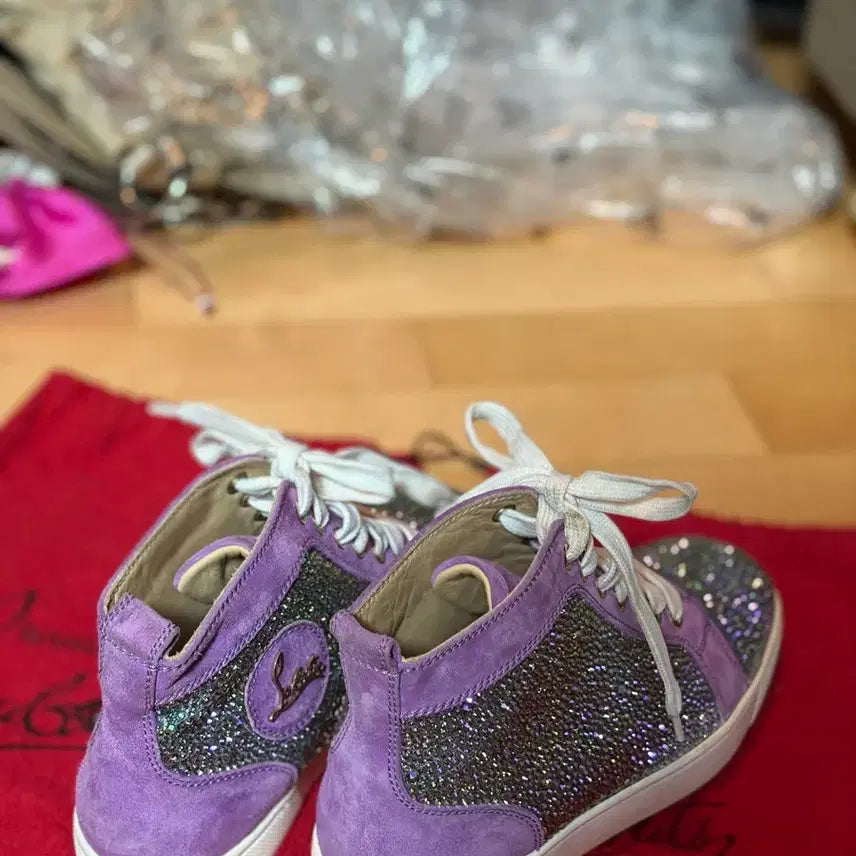 [BUNJANG] Christian Louboutin Swarovski High-Top Sneakers / 크리스찬 루부탱 스왈로브스키 하이탑