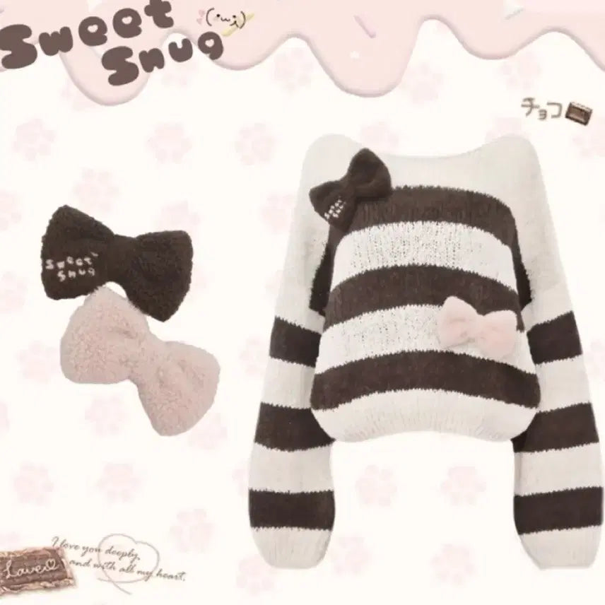 [BUNJANG] Snug Strawberry Chocolate Knit Ribbon Gyaru Dress / sung 스너그 서냥님 딸기초코 니트 리본 갸루 리즈리사 빈티지 라떼갸루