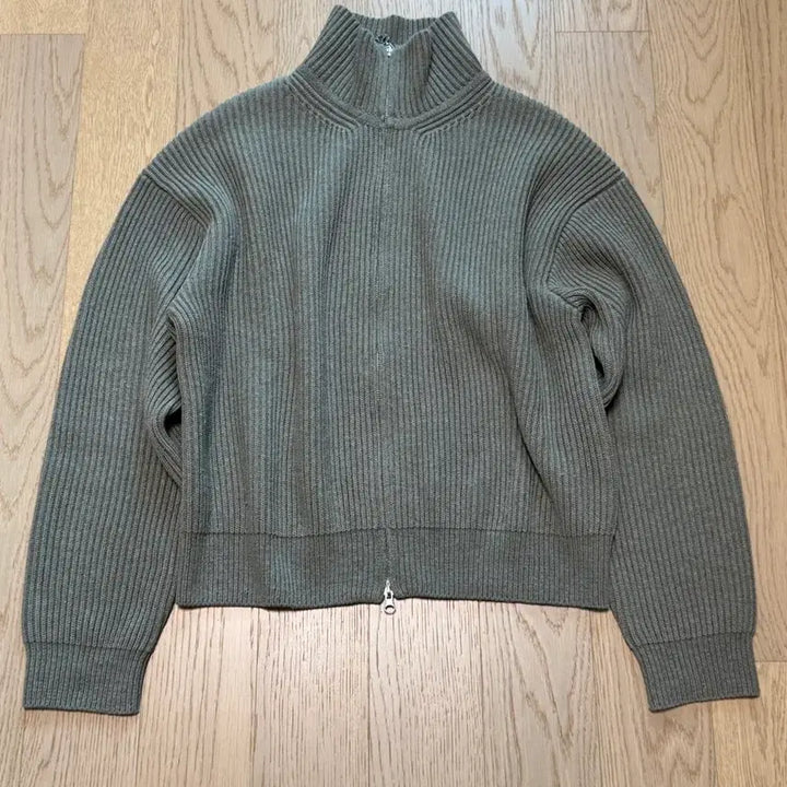 [BUNJANG] In Silence Cashmere Zip-Up Sweater Khaki Grey / [M] 인사일런스 캐시미어 집업 스웨터 카키 그레이