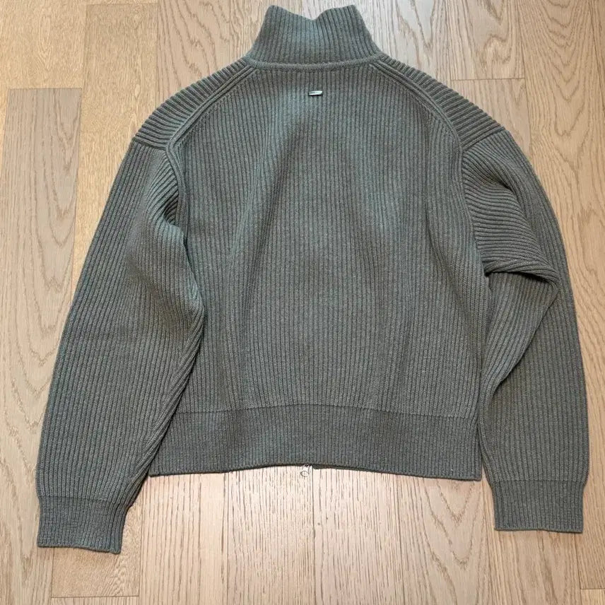[BUNJANG] In Silence Cashmere Zip-Up Sweater Khaki Grey / [M] 인사일런스 캐시미어 집업 스웨터 카키 그레이