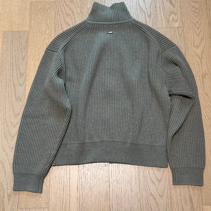 [BUNJANG] In Silence Cashmere Zip-Up Sweater Khaki Grey / [M] 인사일런스 캐시미어 집업 스웨터 카키 그레이