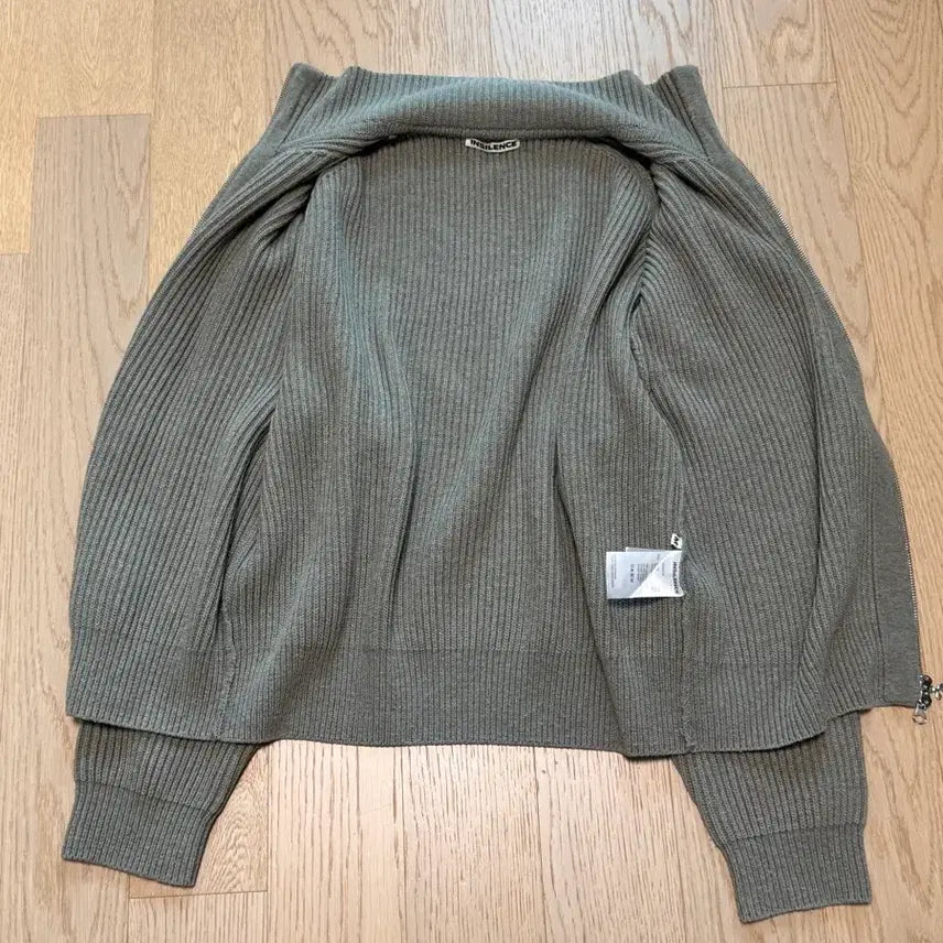 [BUNJANG] In Silence Cashmere Zip-Up Sweater Khaki Grey / [M] 인사일런스 캐시미어 집업 스웨터 카키 그레이