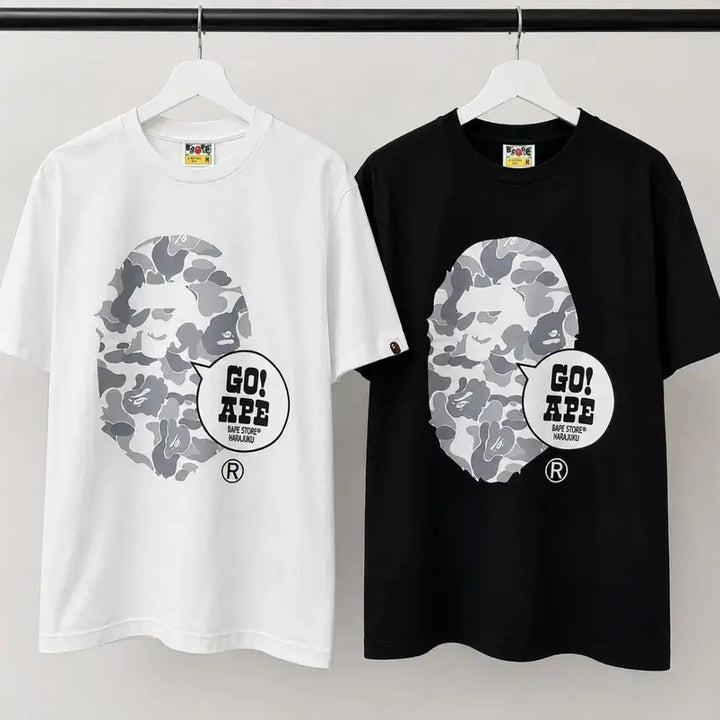 [BUNJANG] BAPE GO! APE Short Sleeve T-Shirt White/Black / BAPE 베이프 고! 에이프 반팔 티셔츠 화이트/블랙
