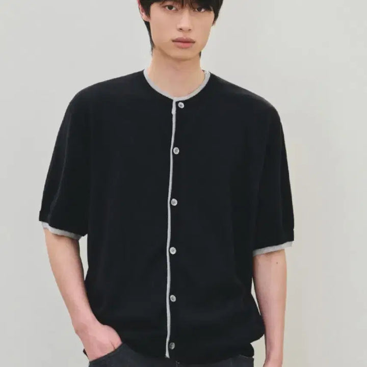[BUNJANG] Rottember Washable Layered Crop Short-Sleeve Knit Cardigan / 로템버 워셔블 레이어드 크롭 반팔 니트 가디건 새제품 싸게 팔아요