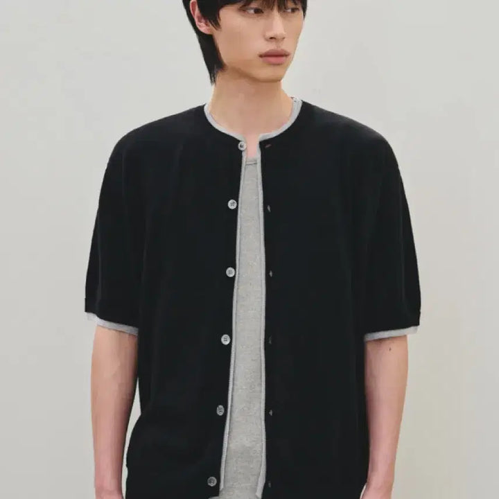 [BUNJANG] Rottember Washable Layered Crop Short-Sleeve Knit Cardigan / 로템버 워셔블 레이어드 크롭 반팔 니트 가디건 새제품 싸게 팔아요