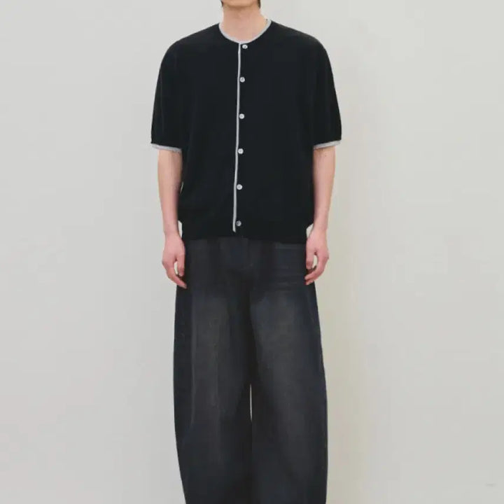 [BUNJANG] Rottember Washable Layered Crop Short-Sleeve Knit Cardigan / 로템버 워셔블 레이어드 크롭 반팔 니트 가디건 새제품 싸게 팔아요