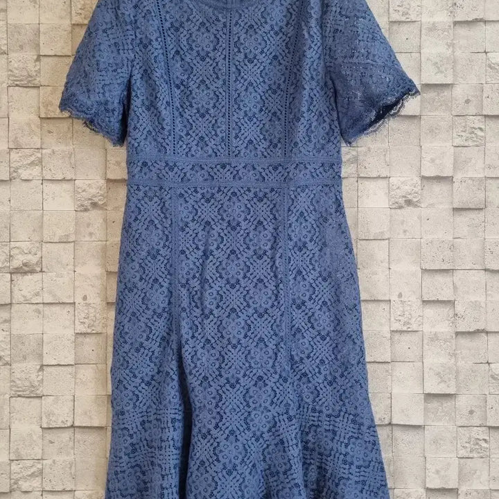 [BUNJANG] Zooc Embroidered Lace Midi Dress / zooc 주크 블루 자수레이스 미디원피스