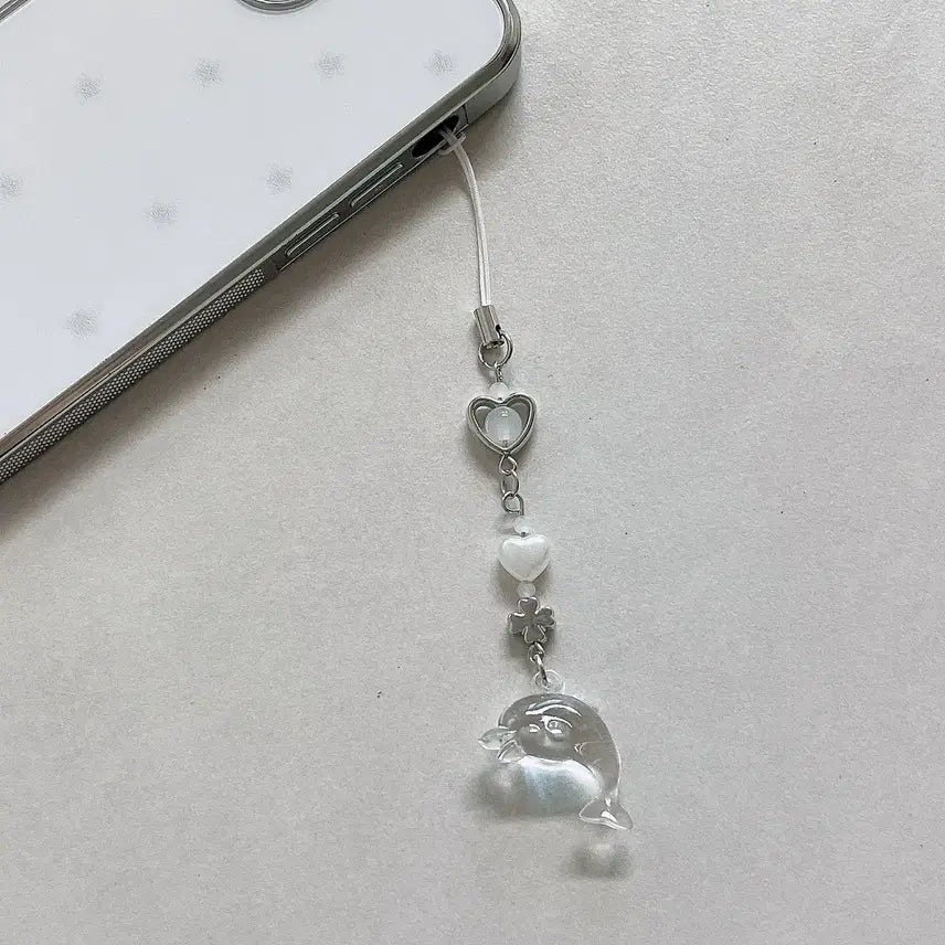 [BUNJANG] Clear Dolphin Bead Keychain / 돌고래 비즈키링 (투명)