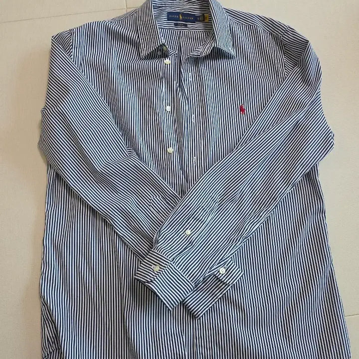 [BUNJANG] Polo Ralph Lauren Slim Fit Poplin Stripe Shirt Navy Stripe Red Pony / 폴로 슬림핏 포플린 스트라이프 셔츠 레드포니