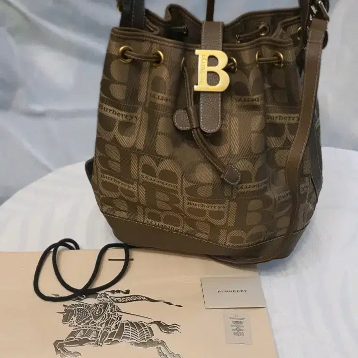 [BUNJANG] Burberry Monogram Canvas Bucket Bag Brown / 정품 버버리 캔버스 버킷백 브라운