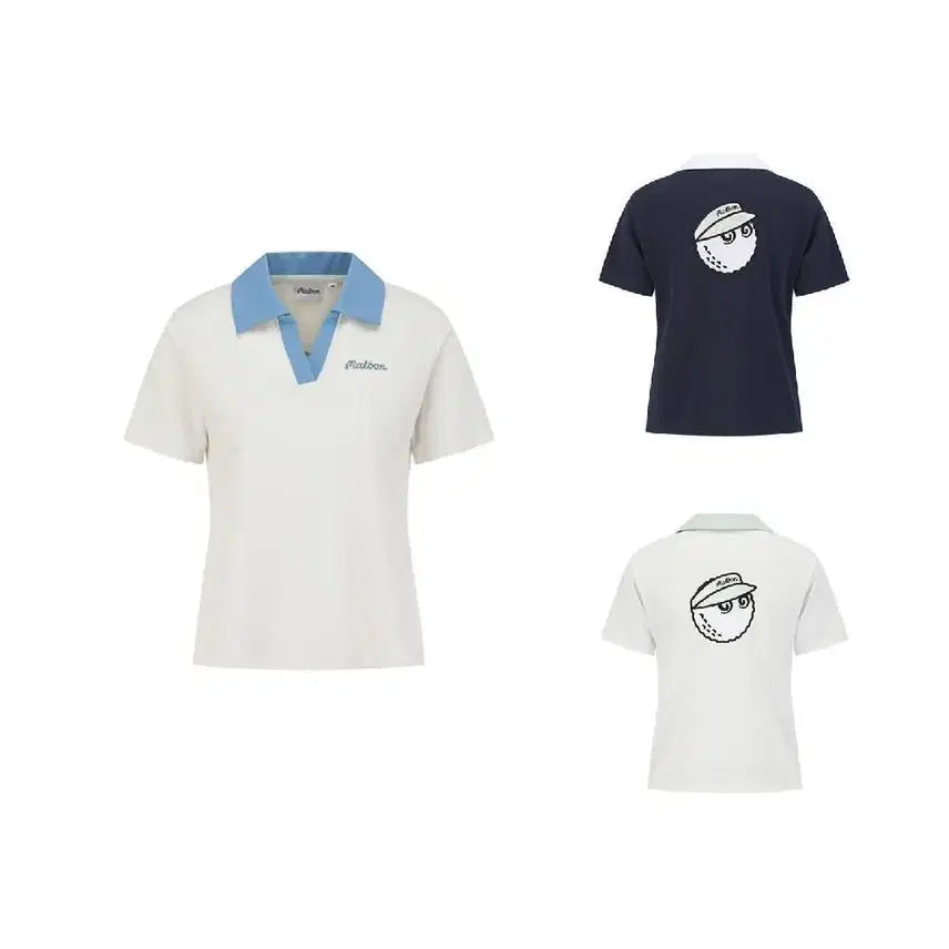 [SOLD OUT] 말본 MALBON 여성 브이넥 카라 반팔 티셔츠