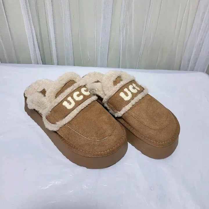 [BUNJANG] UCC Ugg Brown Fur Slippers / UCC 어그 브라운 슬리퍼 털 슈즈38