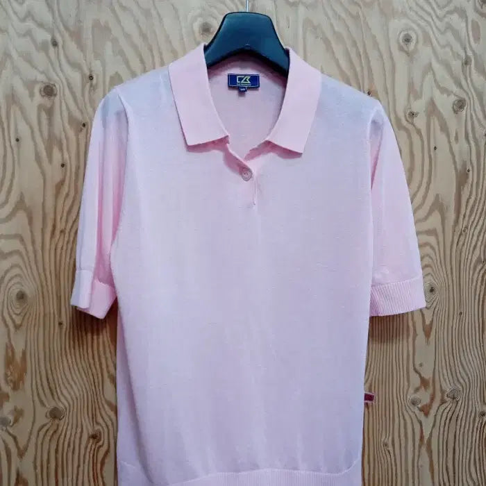 [BUNJANG] Cutter &amp; Buck Pastel Pink Short Sleeve Knit Polo / 커터앤벅 파스텔 핑크 반팔 카라 니트 105