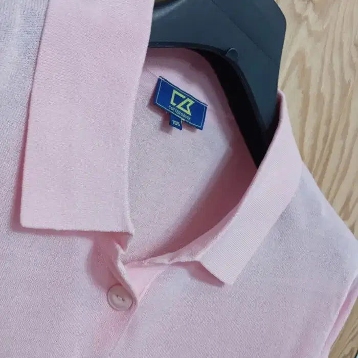 [BUNJANG] Cutter &amp; Buck Pastel Pink Short Sleeve Knit Polo / 커터앤벅 파스텔 핑크 반팔 카라 니트 105