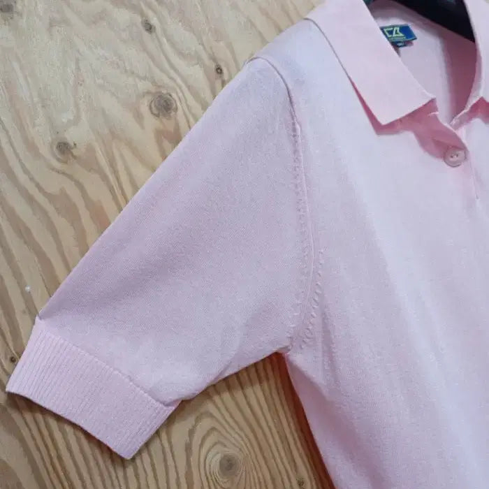 [BUNJANG] Cutter &amp; Buck Pastel Pink Short Sleeve Knit Polo / 커터앤벅 파스텔 핑크 반팔 카라 니트 105