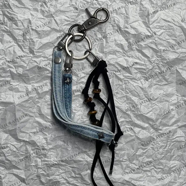 [BUNJANG] Belliere VIP Limited Edition Denim Keyring (Unreleased) Light Wash Version / 벨리에 VIP 한정 데님 키링 (미발매) 연청 버전 판매