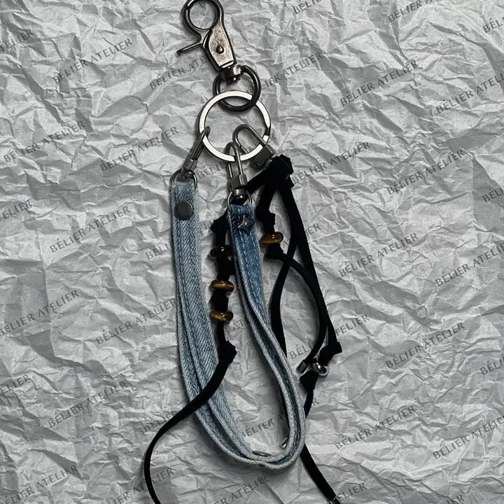 [BUNJANG] Belliere VIP Limited Edition Denim Keyring (Unreleased) Light Wash Version / 벨리에 VIP 한정 데님 키링 (미발매) 연청 버전 판매