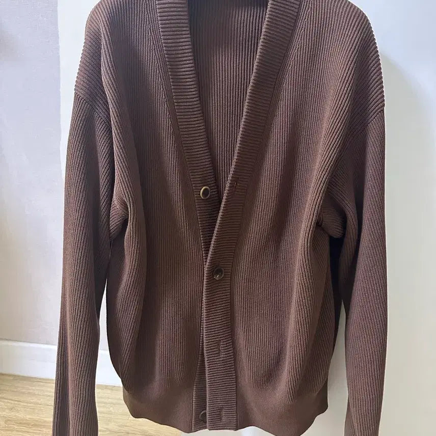 [BUNJANG] Auralee Rib Cardigan Dark Brown Size 4 / 오라리 립 가디건 다크브라운 4사이즈 (100)