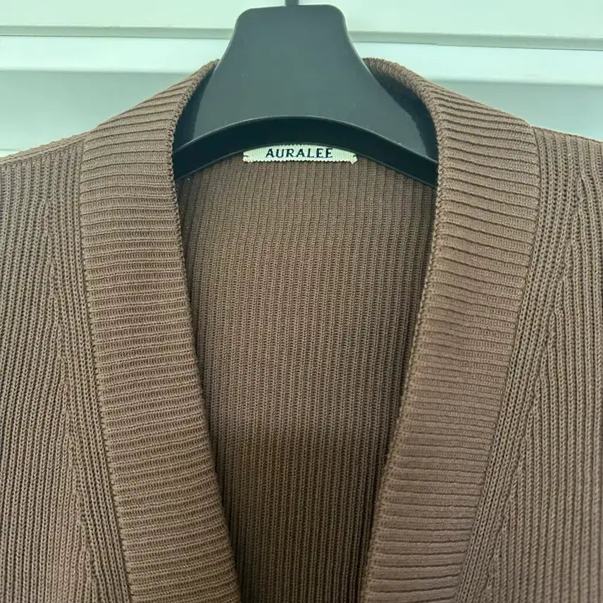 [BUNJANG] Auralee Rib Cardigan Dark Brown Size 4 / 오라리 립 가디건 다크브라운 4사이즈 (100)