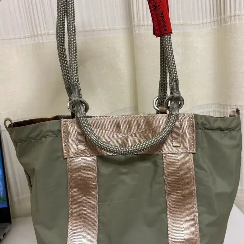 [BUNJANG] Topologie 2-Way Tote Bag Brown/Khaki Blend Canvas / Topologie 2way 토트백 브라운/카키 혼방 캔버스 가방