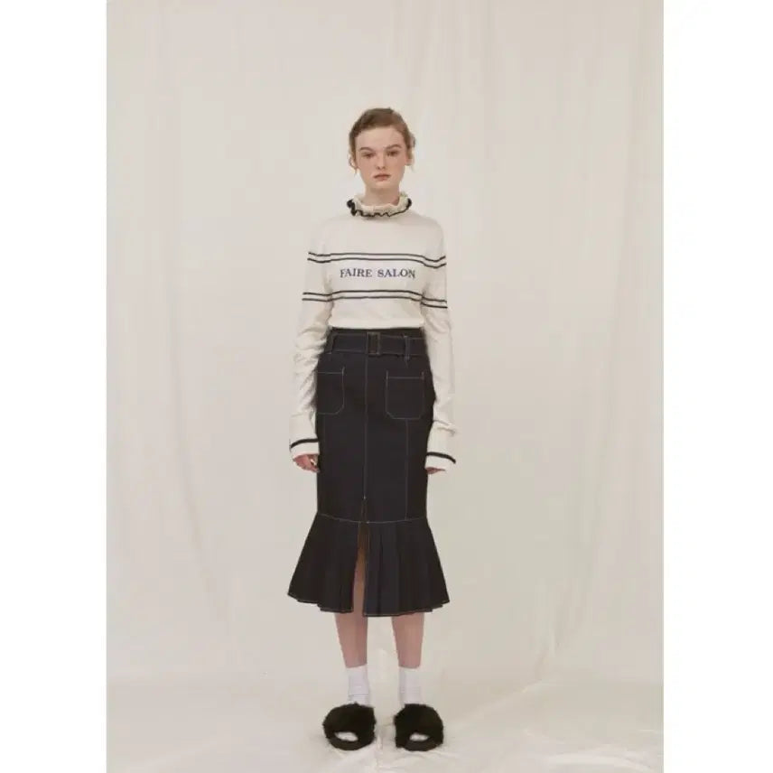 [BUNJANG] OiOi Denim Mermaid Pleated Skirt (S) / OiOi 데님 머메이드 플리츠 스커트 (S)