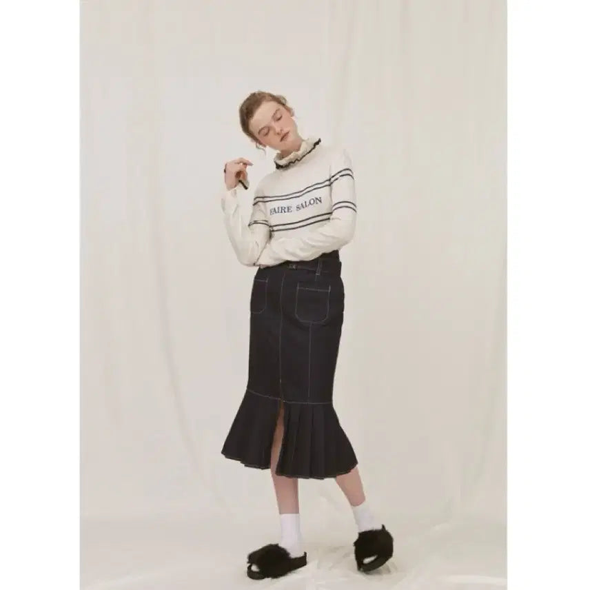 [BUNJANG] OiOi Denim Mermaid Pleated Skirt (S) / OiOi 데님 머메이드 플리츠 스커트 (S)