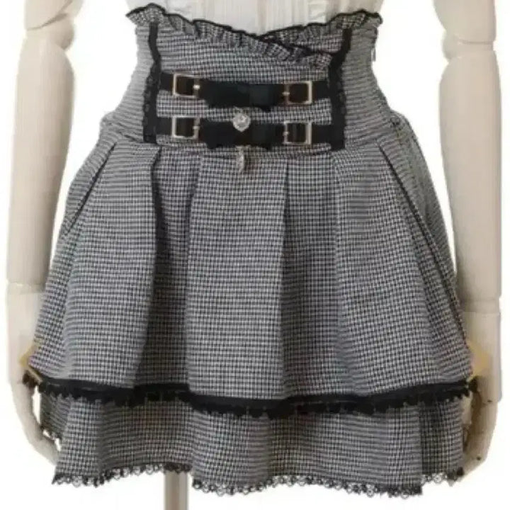 [BUNJANG] Lizlisa Two-Tiered Belt Skirt Check / 리즈리사 2연벨 스커트 체크 치도리 정품