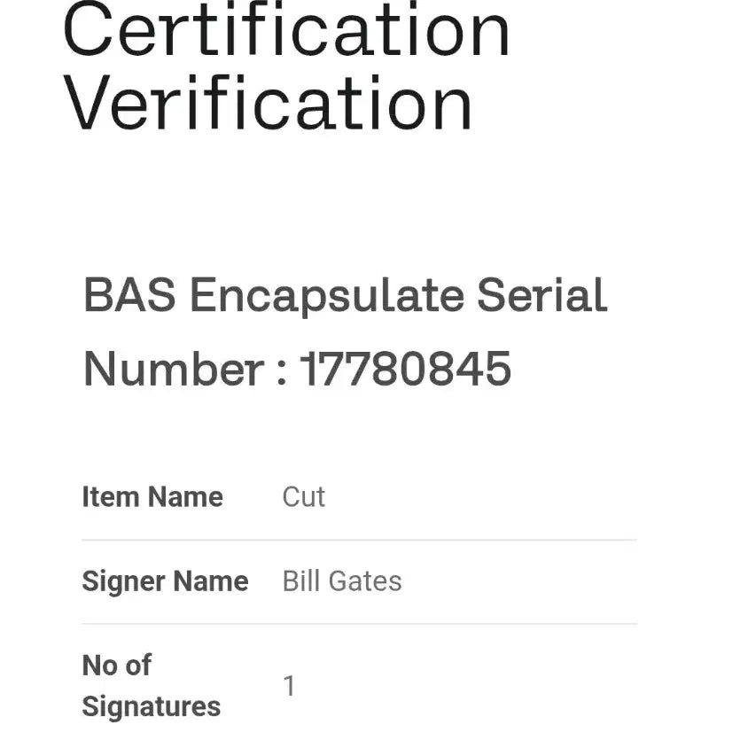[BUNJANG] Bill Gates Autographed Item with Beckett Authentication / [베켓 인증] 빌게이츠 친필 싸인 캡슐화 처리됨
