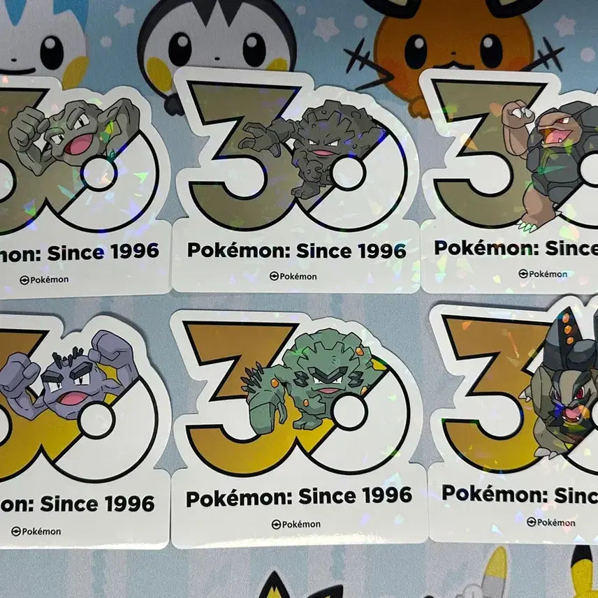 [BUNJANG] Pokemon 30th Anniversary Logo Sticker Set (Dugtrio, Diglett, Geodude) / [포켓몬 30주년 기념 로고 스티커]꼬마돌, 데구리, 딱구리