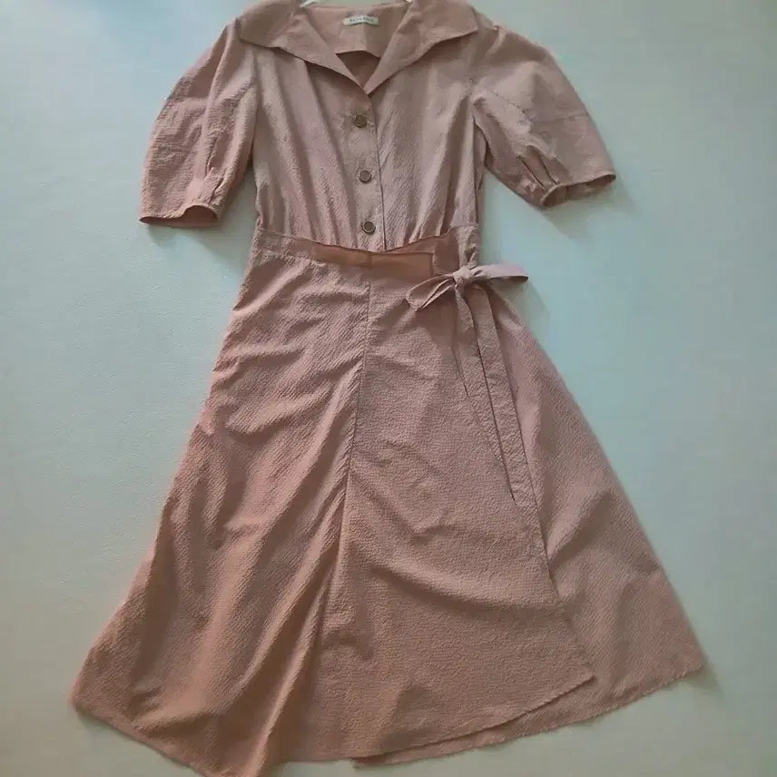 [BUNJANG] Lenibon 22 Seersucker Wrap Style Short Sleeve Long Dress / 레니본 22 시어서커 랩스타일 반팔 롱 원피스