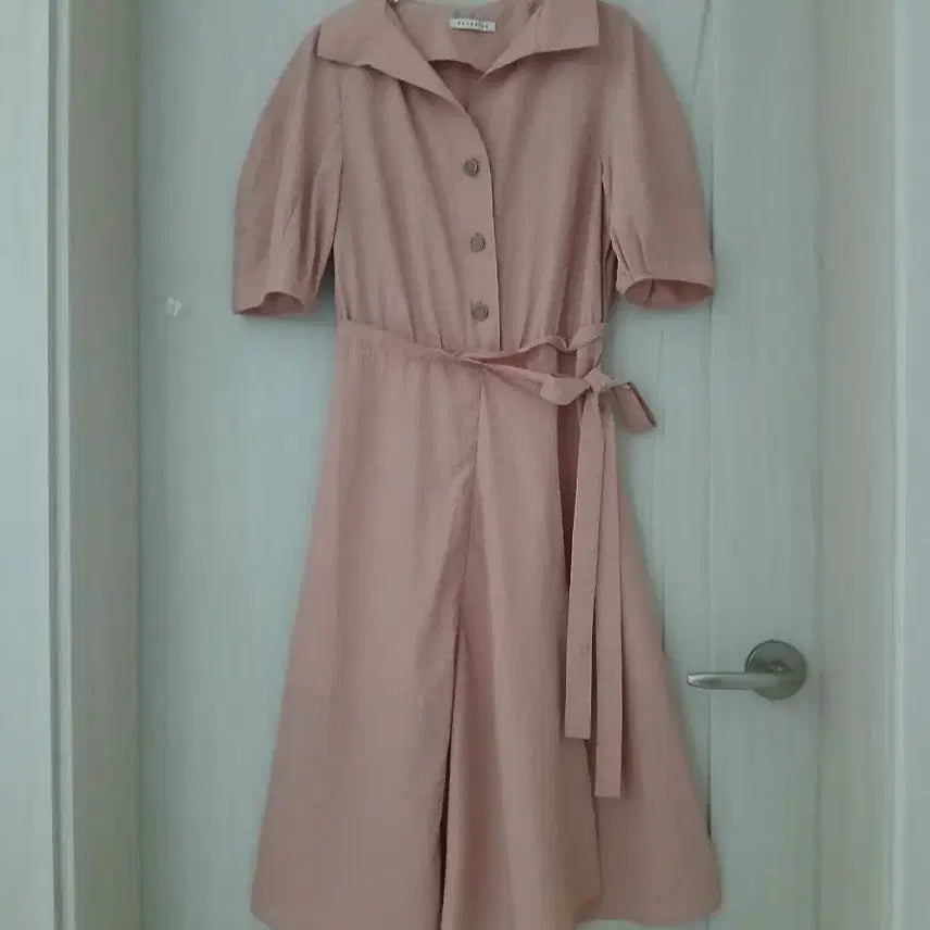 [BUNJANG] Lenibon 22 Seersucker Wrap Style Short Sleeve Long Dress / 레니본 22 시어서커 랩스타일 반팔 롱 원피스