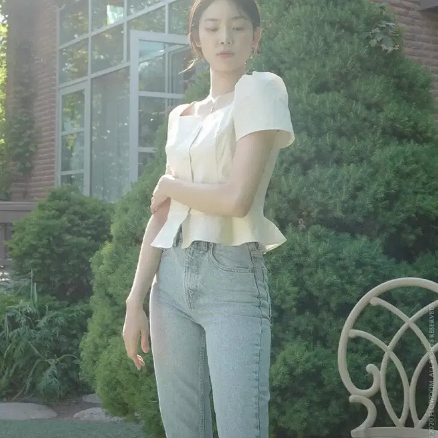 [BUNJANG] Floium Summer Lodge Blouse Cream XS / 플로움 썸머 로지 블라우스 크림 xs