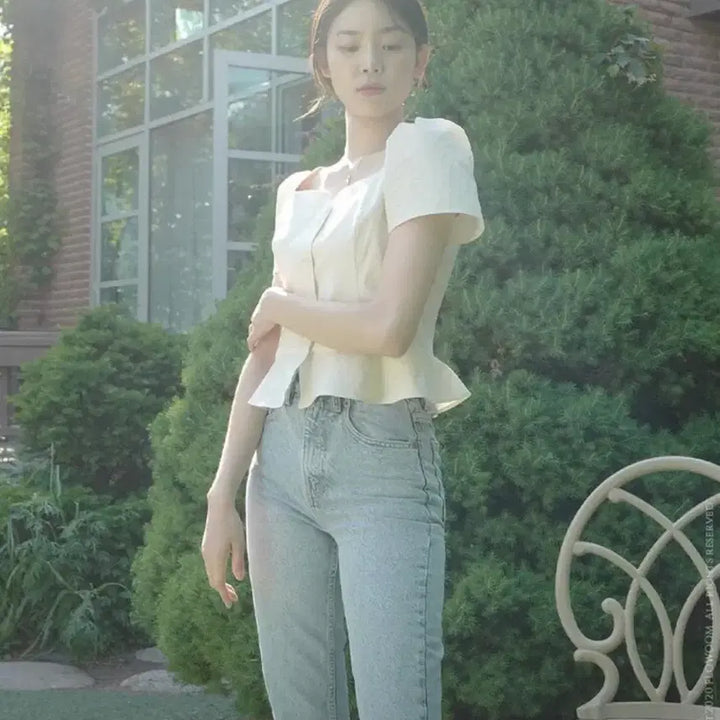 [BUNJANG] Floium Summer Lodge Blouse Cream XS / 플로움 썸머 로지 블라우스 크림 xs
