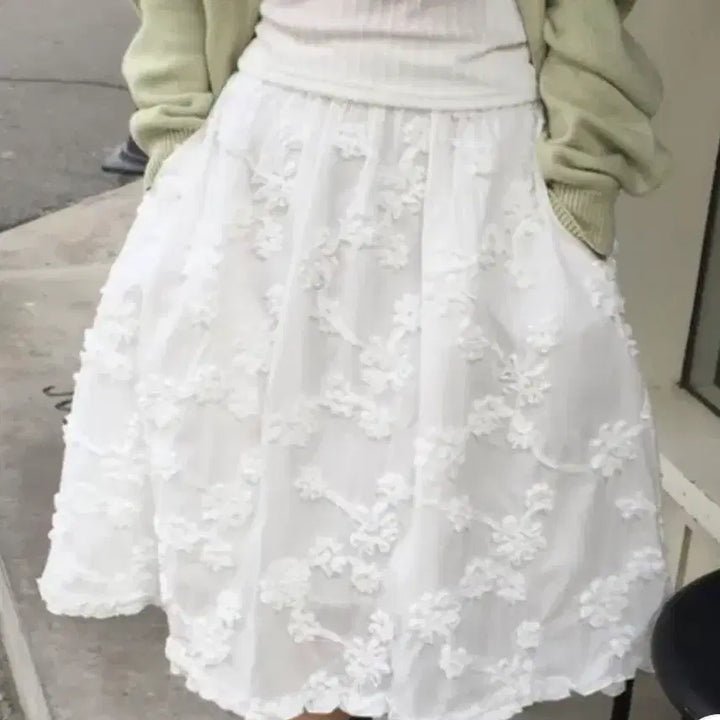[BUNJANG] Modi Mood Floral Lace Midi Skirt / 에이블리 모디무드 플로럴 레이스 미디 스커트