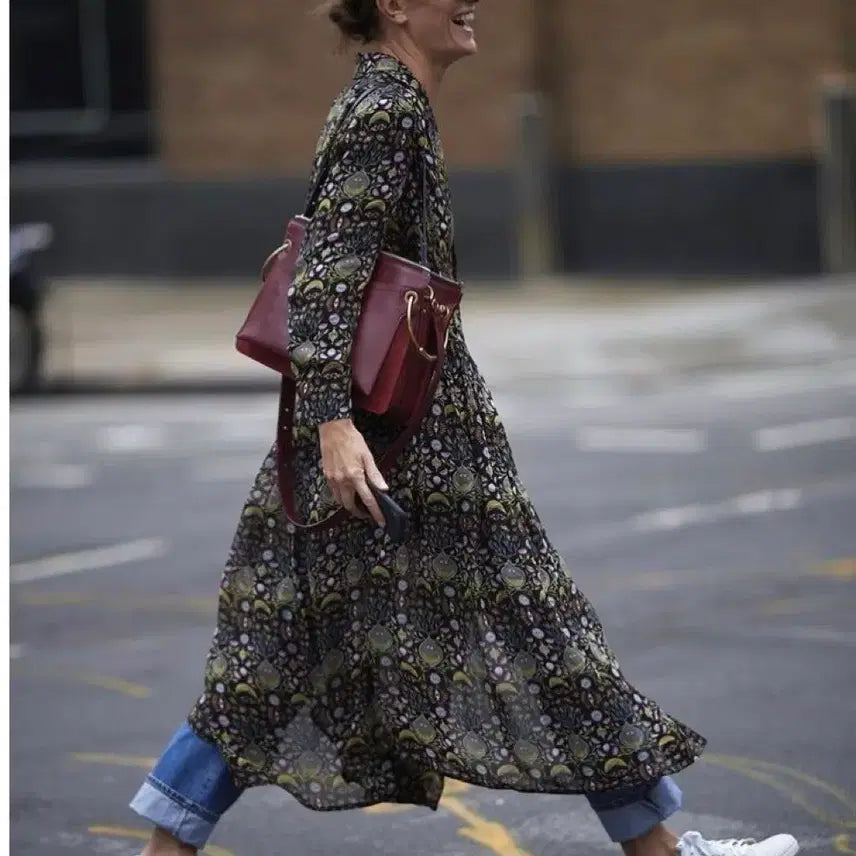 [BUNJANG] Floral Pattern Silk Layered Dress / 레이어드 실크원피스