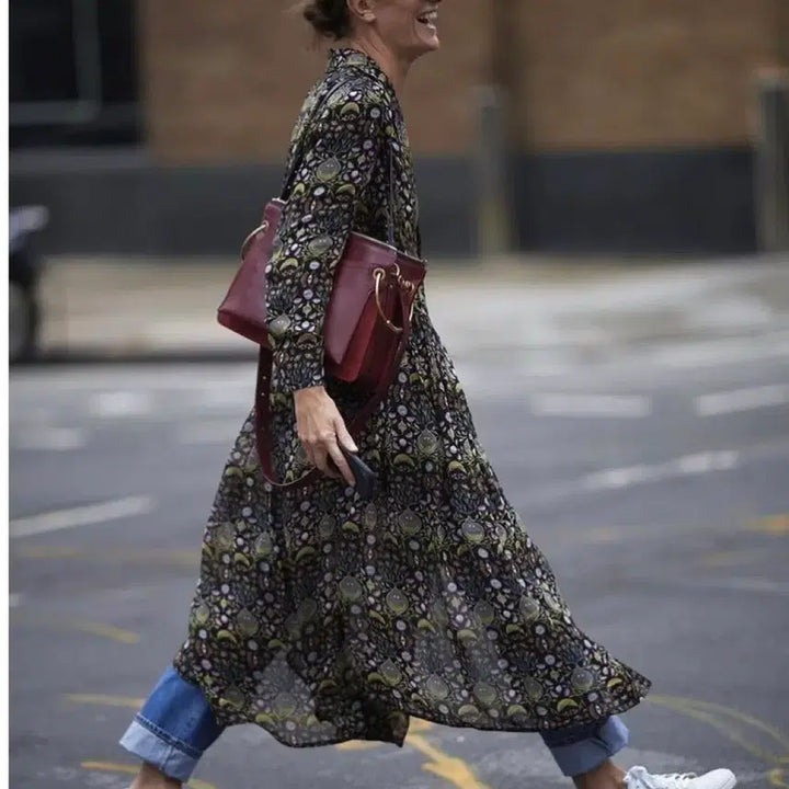 [BUNJANG] Floral Pattern Silk Layered Dress / 레이어드 실크원피스