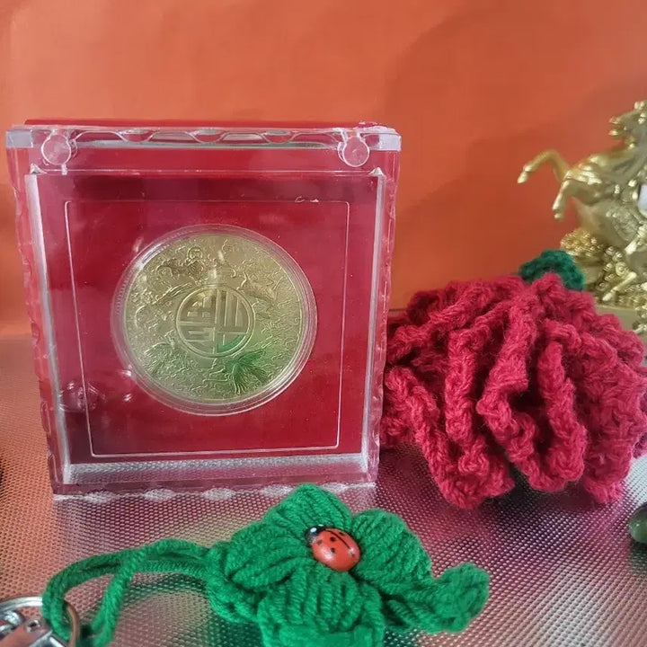 [BUNJANG] Golden Lucky Coin with Case / 황금색 행운 동전 (케이스 포함)