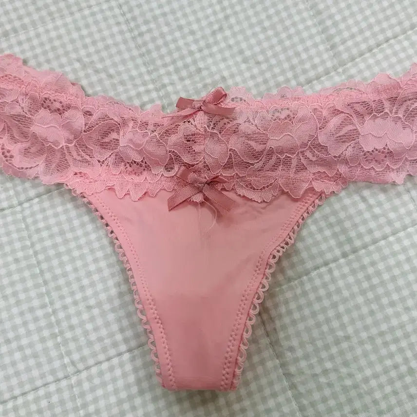 [BUNJANG] Lace Corset Tanga Briefs Coral Pink / 사용감O] 레이스 코르셋 코랄핑크 티팬티