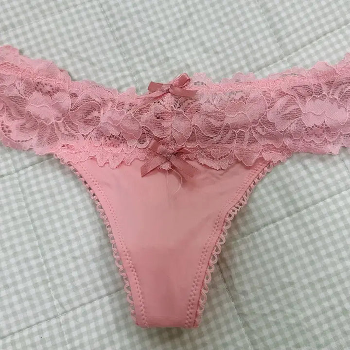 [BUNJANG] Lace Corset Tanga Briefs Coral Pink / 사용감O] 레이스 코르셋 코랄핑크 티팬티