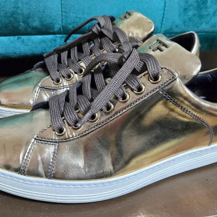 [BUNJANG] Tom Ford Metallic Gold Leather Sneakers (Size 40) / 톰포드 메탈릭 골드 스니커즈 40사이즈.