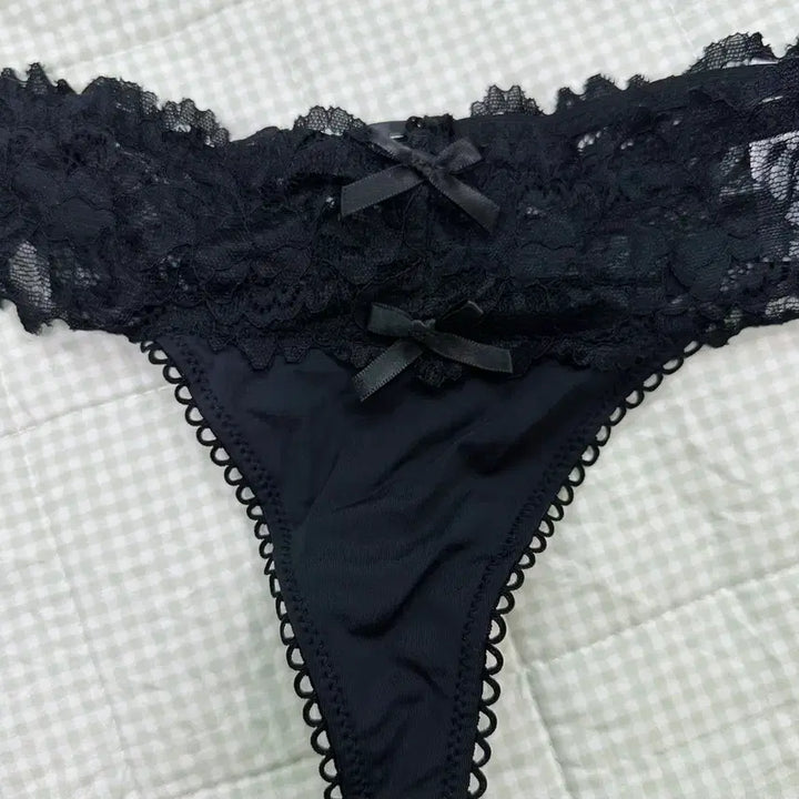 [BUNJANG] Lace Corset Black Thong Panty / 사용감O] 레이스 코르셋 블랙 티팬티