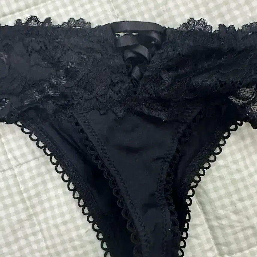 [BUNJANG] Lace Corset Black Thong Panty / 사용감O] 레이스 코르셋 블랙 티팬티
