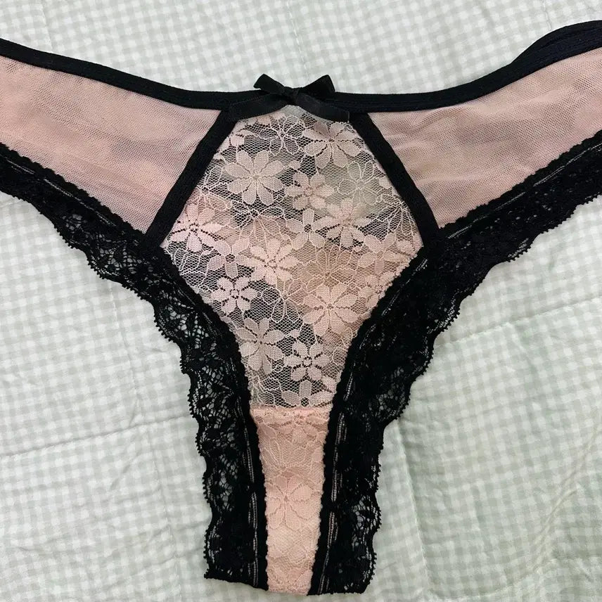 [BUNJANG] Blackpink Lace Mesh Garter Point T-Panty / 사용감O] 레이스 망사 백가터포인트 블랙핑크 티팬티