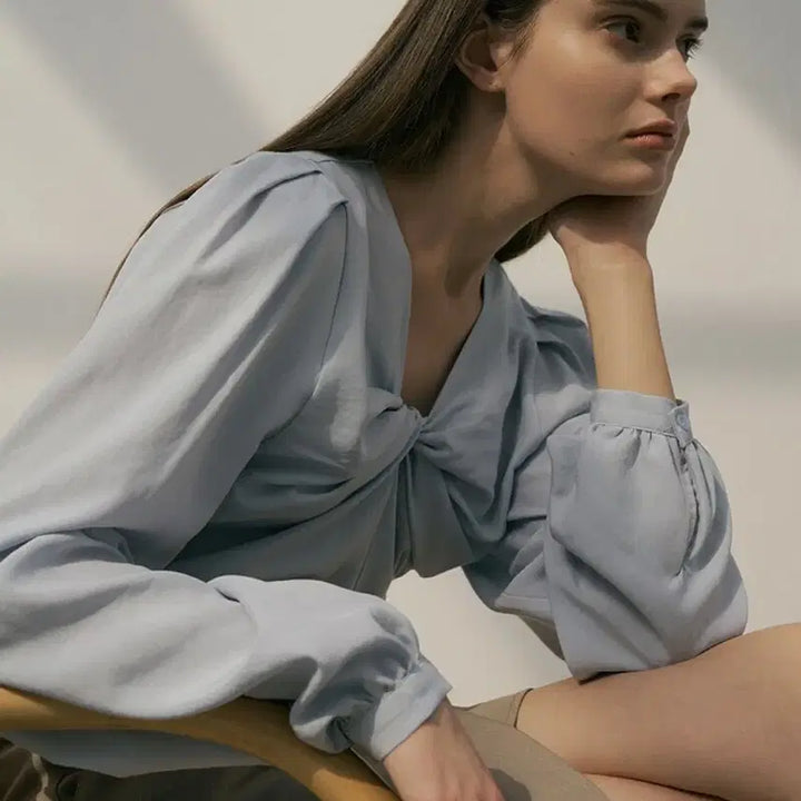 [BUNJANG] OurComos 790 Ribbon Twisted Draping Blouse / [아워코모스] 790 ribbon twisted draping 블라우스